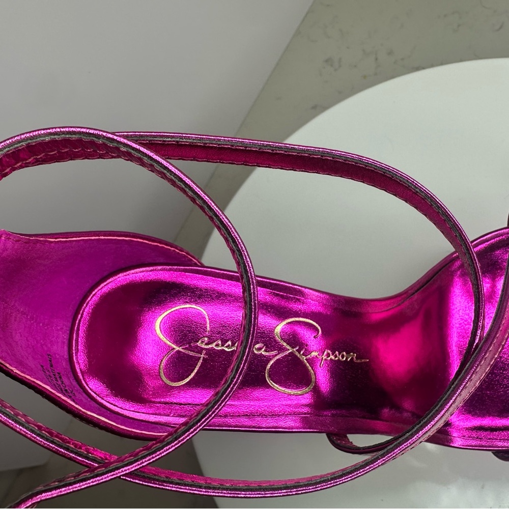 Jessica Simpson Shyremin Fuchsia Strappy Heels - Picture 8 of 13